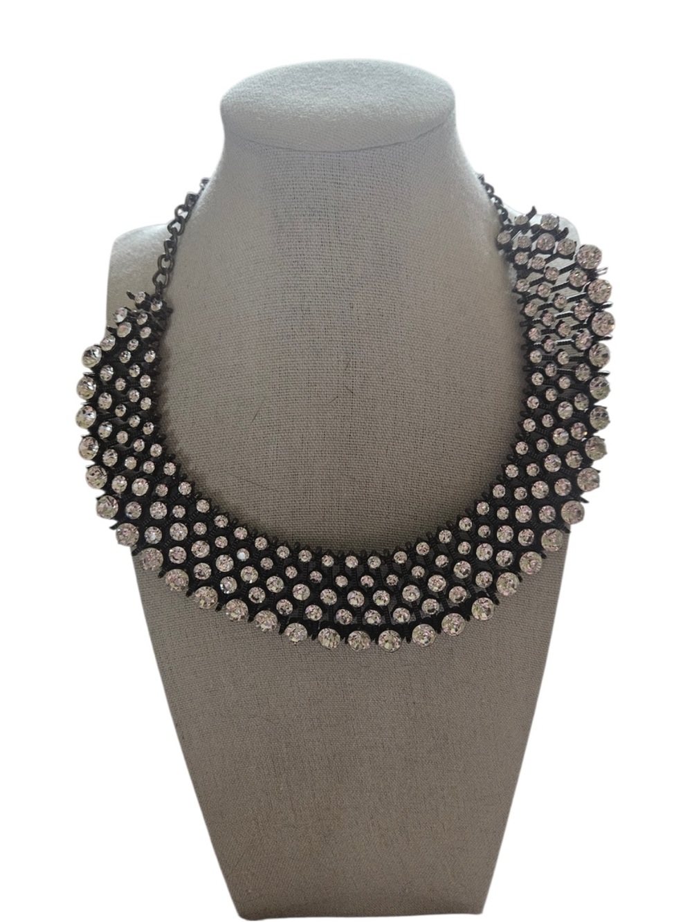 Crystal Embellished Black Statement Collar Necklace - Picture 1 of 4